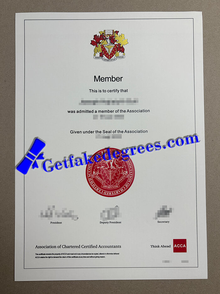 Association of Chartered Certified Accountants certificate