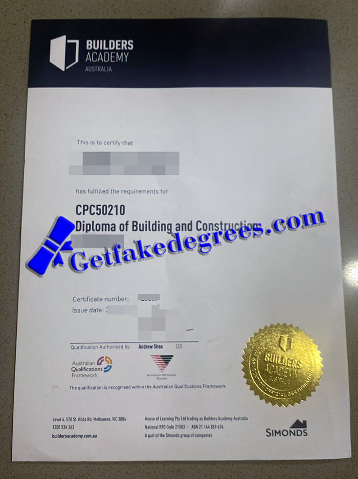 make Builders Academy Australia certificate