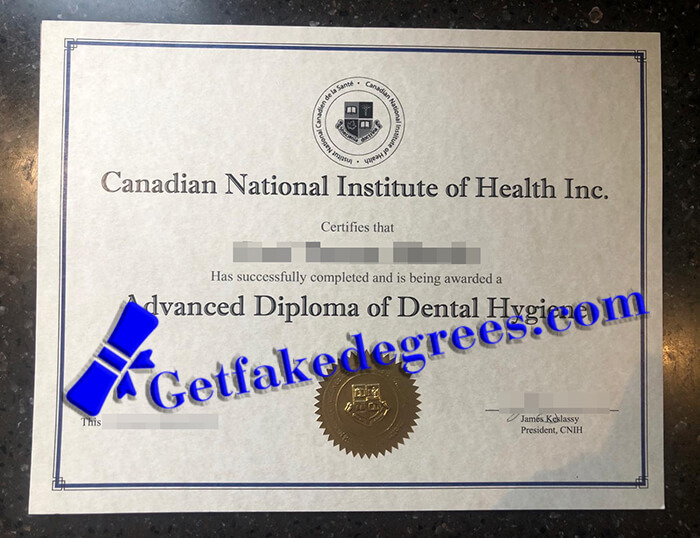 make Canadian National Institute of Health certificate