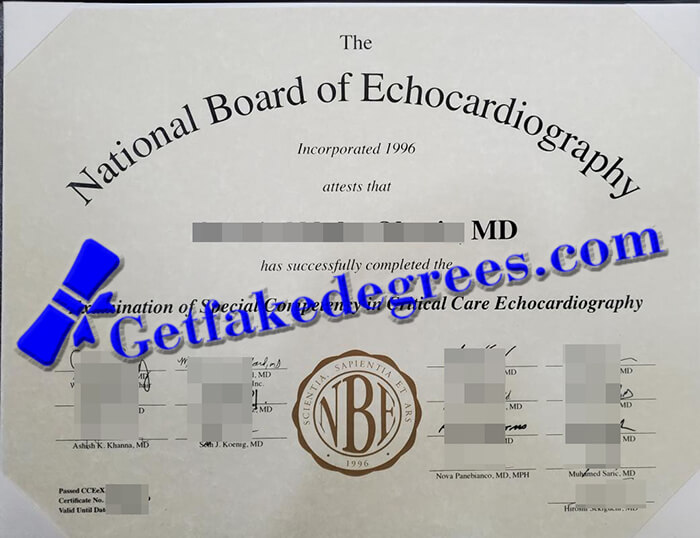 make National Board of Echocardiography certificate