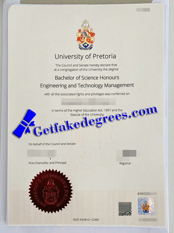 order University of Pretoria diploma