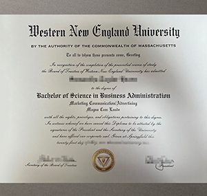 fake Western New England University diploma