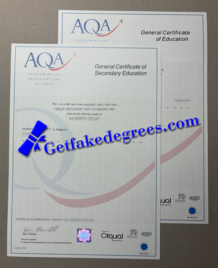 AQA GCSE certificate