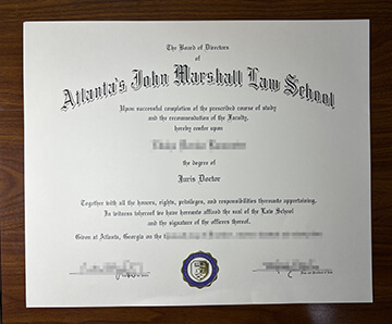 Atlanta's John Marshall Law School diploma