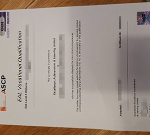 EAL Level 4 diploma certificate