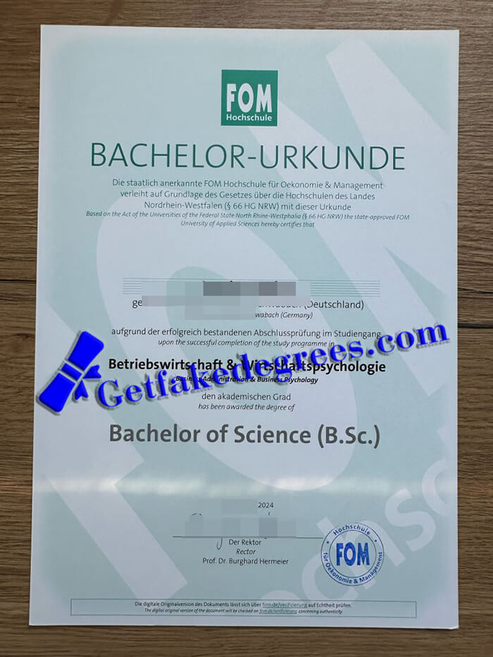 FOM Hochschule Urkunde