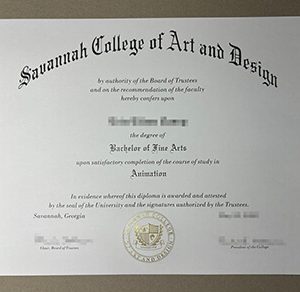 Savannah College of Art and Design diploma