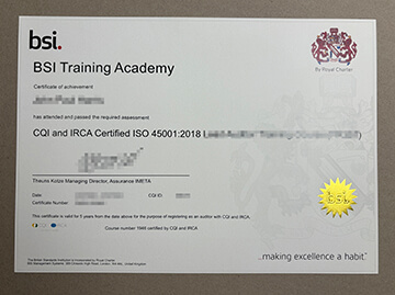 BSI Training Academy diploma