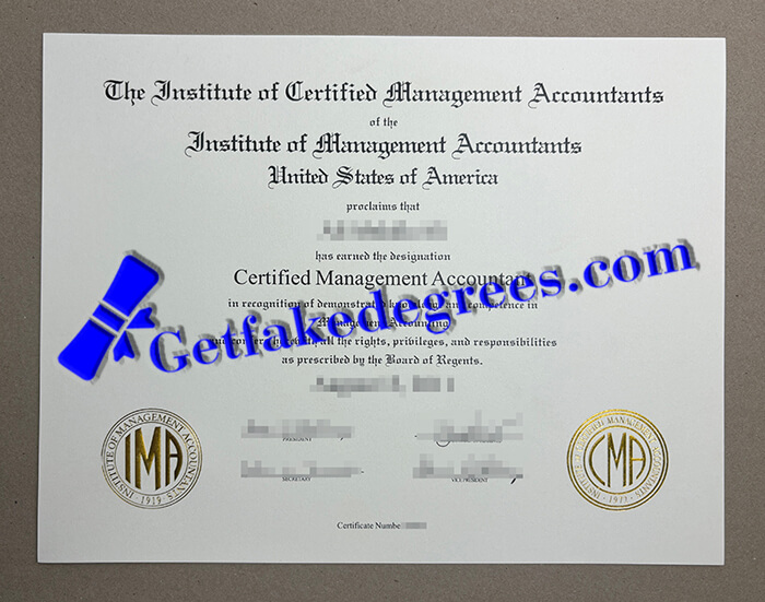 Certified Management Accountant certificate