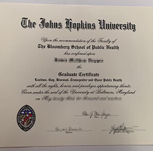 Johns Hopkins University diploma