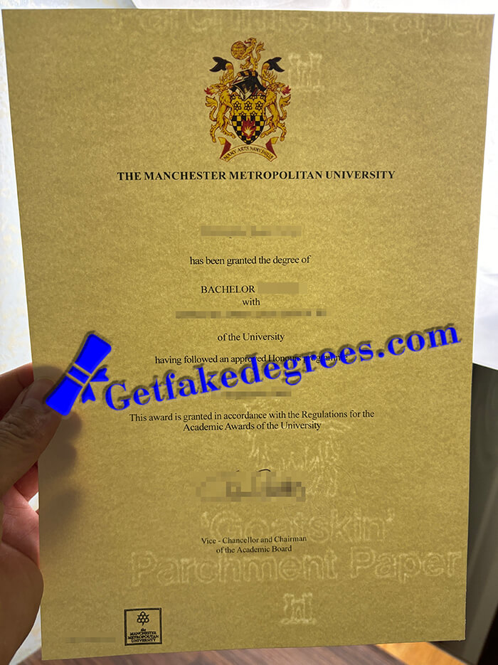 Manchester Metropolitan University watermark certificate