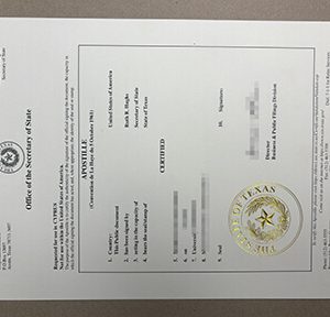 State of Texas Apostille certificate