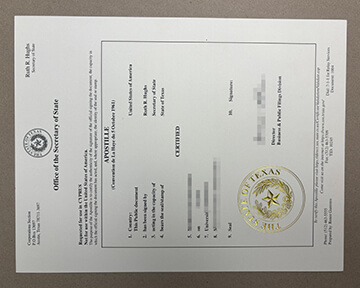 State of Texas Apostille certificate