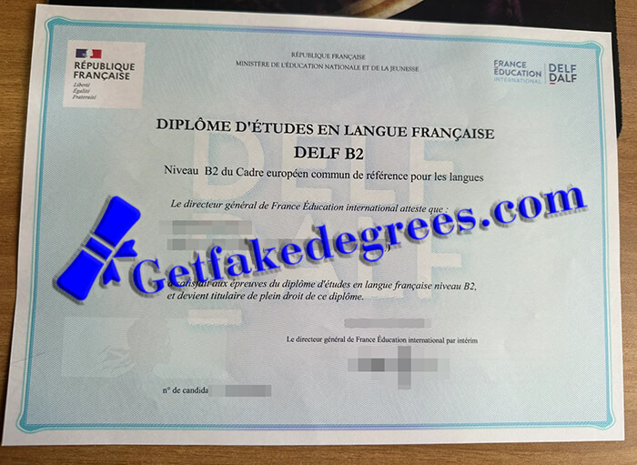 DELF B2 certificate