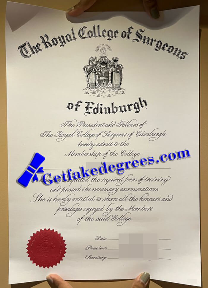 Royal College of Surgeons of Edinburgh certificate