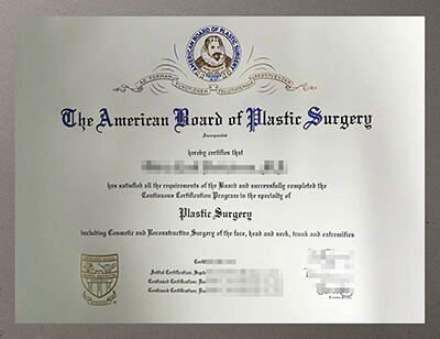 American Board of Plastic Surgery certificate