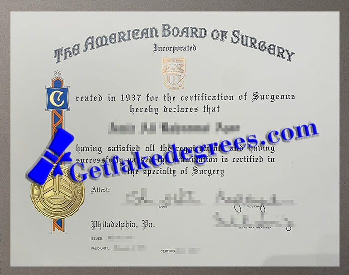 American Board of Surgery certificate