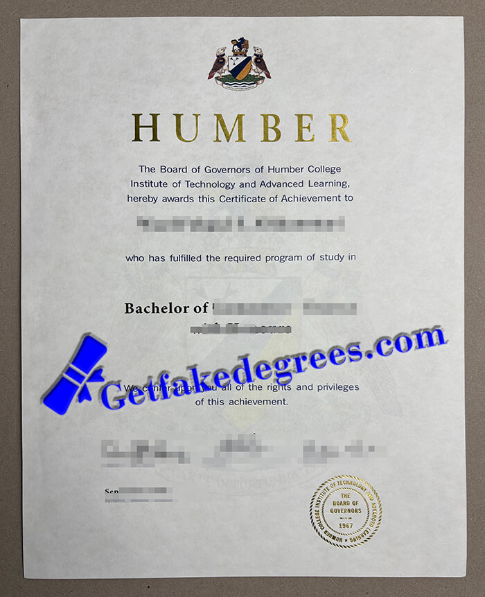 Humber College transcript