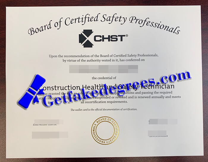 Board of Certified Safety Professionals certificate