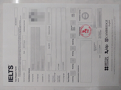 IELTS Test Report Form certificate