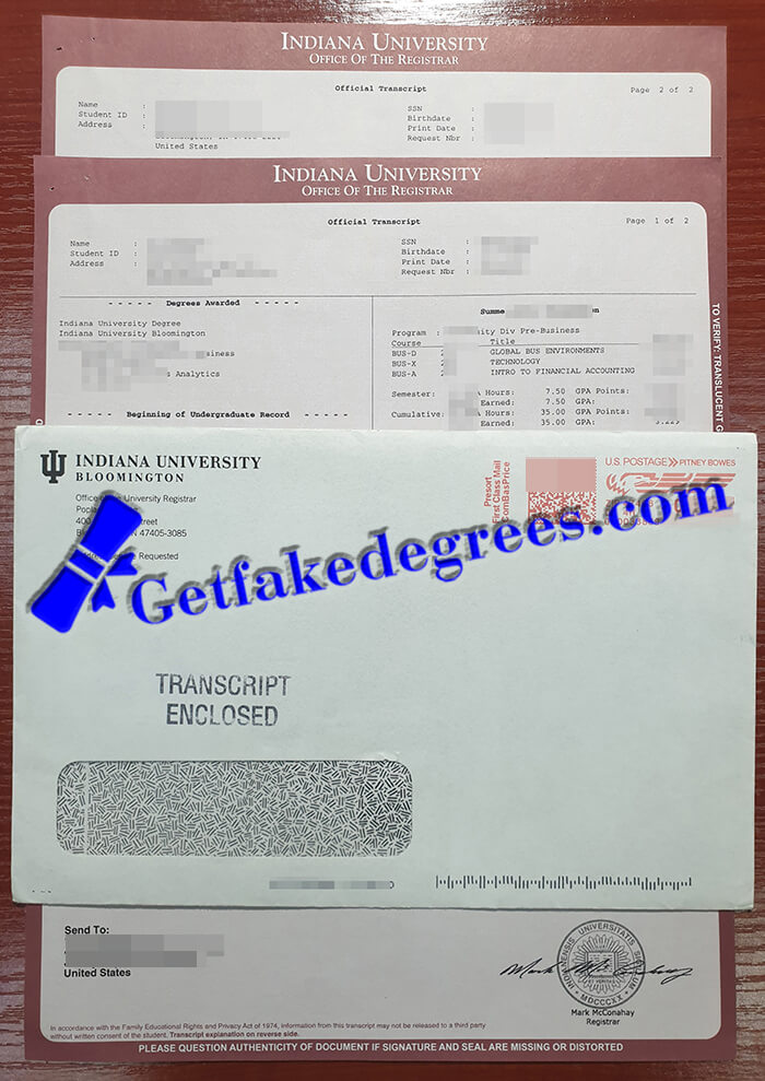 Indiana University transcript