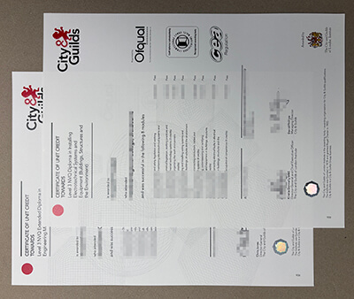 City Guilds NVQ Level 3 diploma certificate